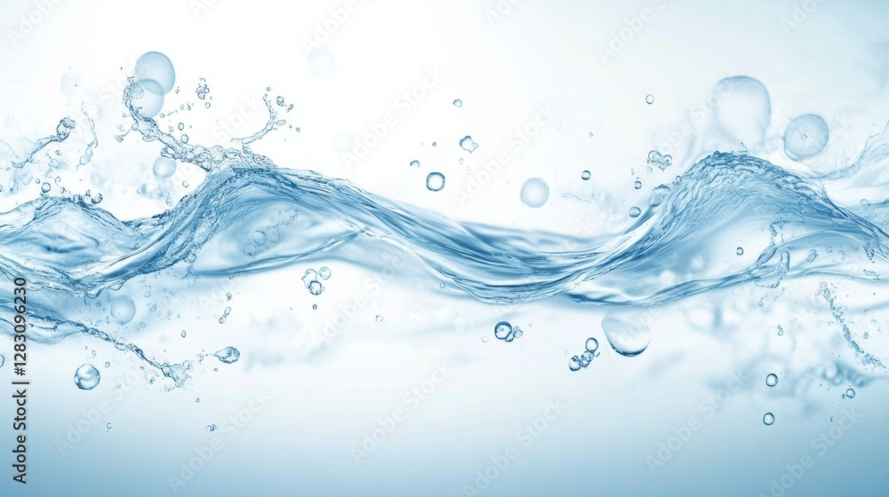 Poster gentle waves cascade in a serene atmosphere, showcasing the delicate interplay of transparency and l