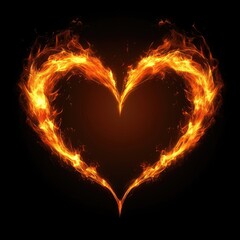 Fiery heart shape on black background
