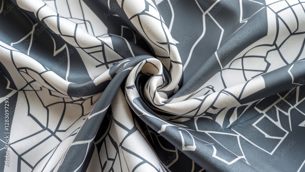 Poster elegant gray and white crepe fabric with geometric labyrinth pattern ideal for stylish design projec