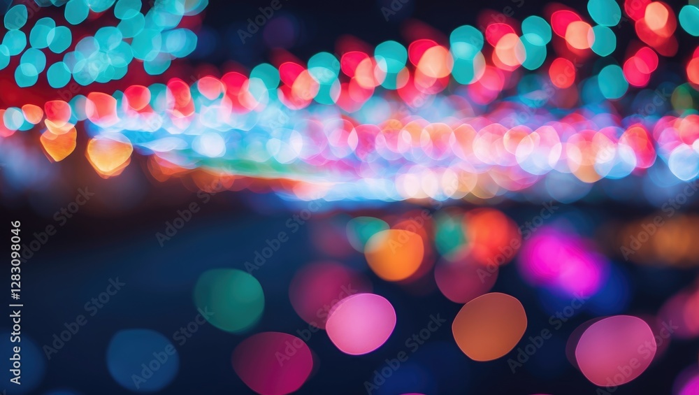 Aufkleber vibrant bokeh pattern of colorful christmas lights on a dark background creating a festive atmospher