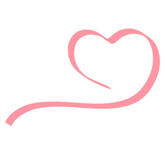 Pink ribbon heart. Transparent illustration.