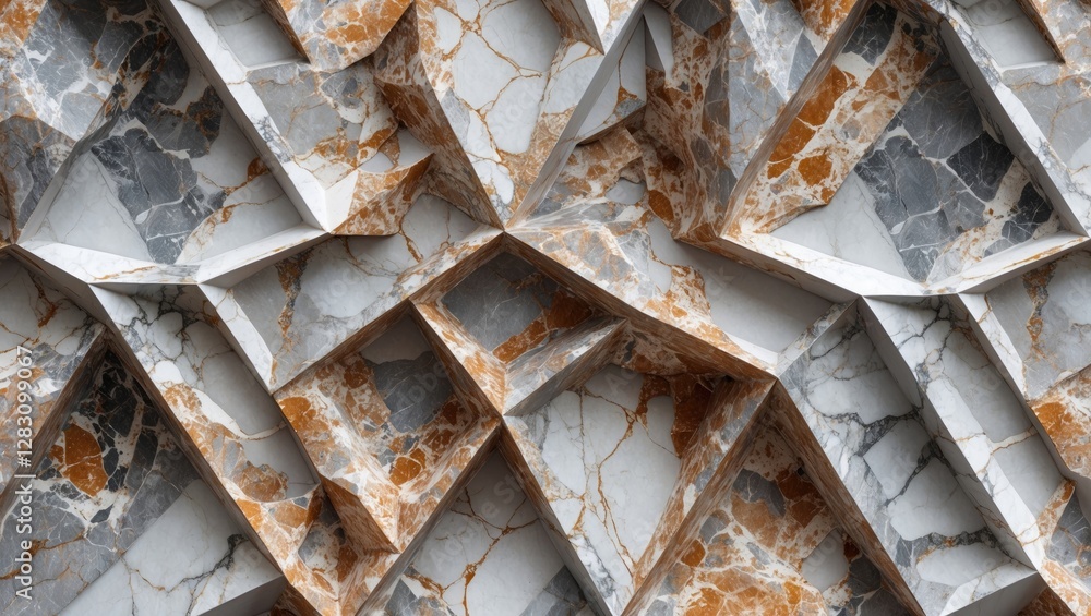 Poster intricate natural marble surface with geometric patterns showcasing gray and orange hues ideal for b