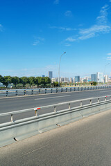 Empty urban road and buildings in the city