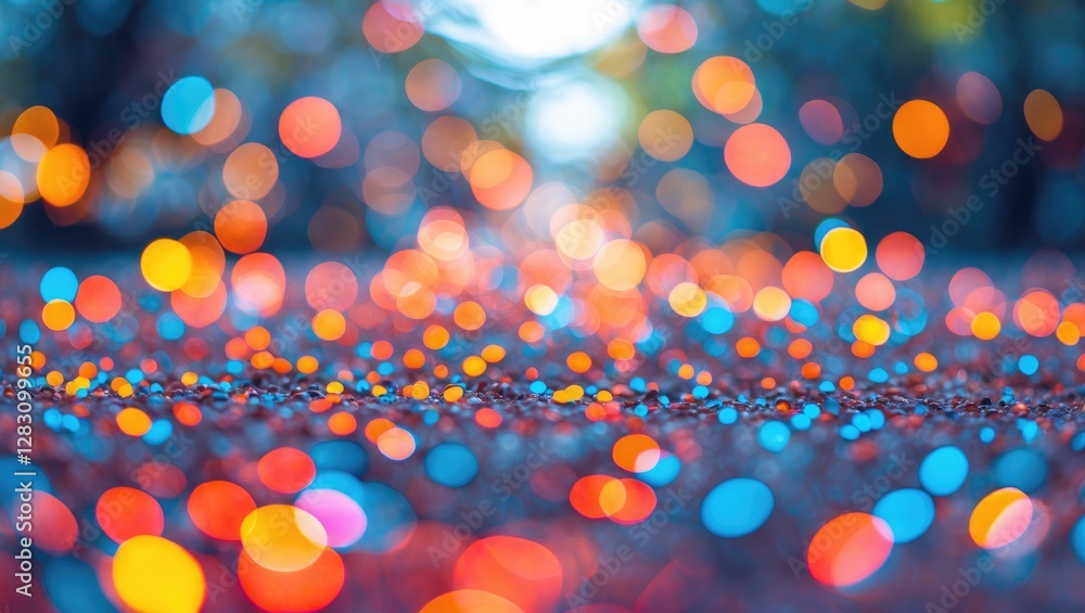 Poster colorful bokeh background with blurred lights creating an abstract and dreamy atmosphere suitable fo