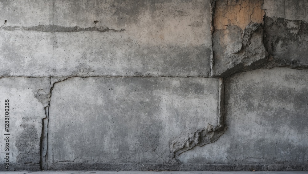 Poster weathered concrete wall texture showing cracks and irregularities for use in backgrounds or architec