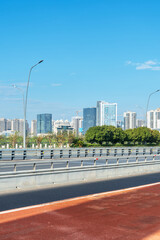Empty urban road and buildings in the city