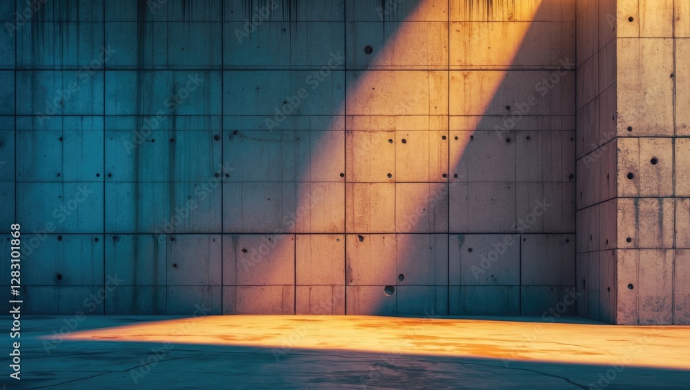 Aufkleber concrete wall with dramatic shadows and gradient lighting showcasing a modern textured background fo