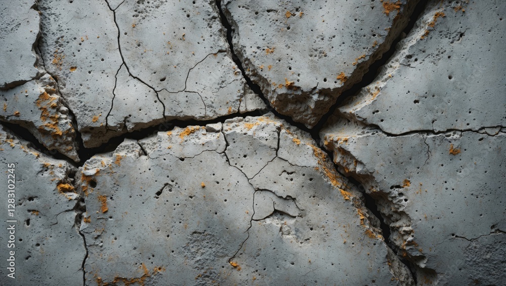 Aufkleber aged cracked concrete wall texture with weathered surface and irregular patterns for architectural o