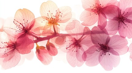 A delicate arrangement of translucent cherry blossoms in soft pink hues.