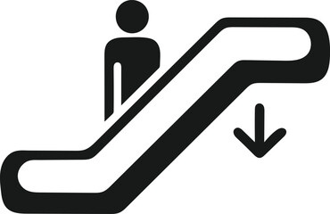 Escalator Downward Direction Sign with Person Icon