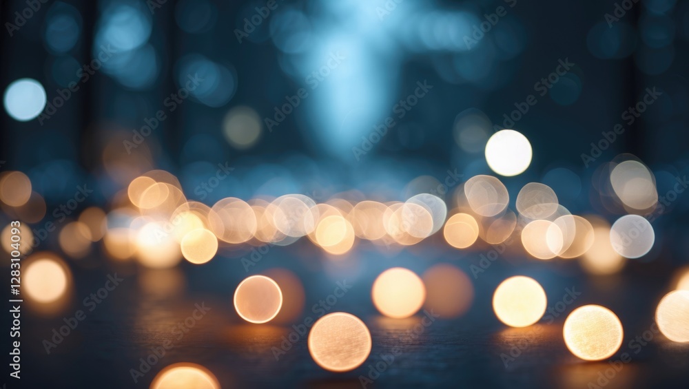 Poster softly blurred bokeh lights creating a dreamy and atmospheric background for festive or romantic the