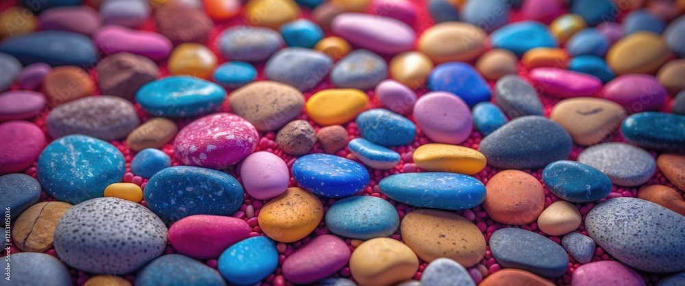 Poster vibrant assortment of colorful small pebbles and stones creating a unique textured background ideal 