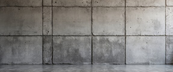 Textured concrete wall with large rectangular panels in an industrial setting interior background