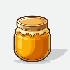 Honey jar with filled with honey isolated on white background.