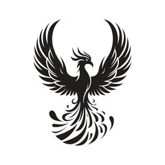 Majestic Phoenix Rising with Flame Wings Logo Design