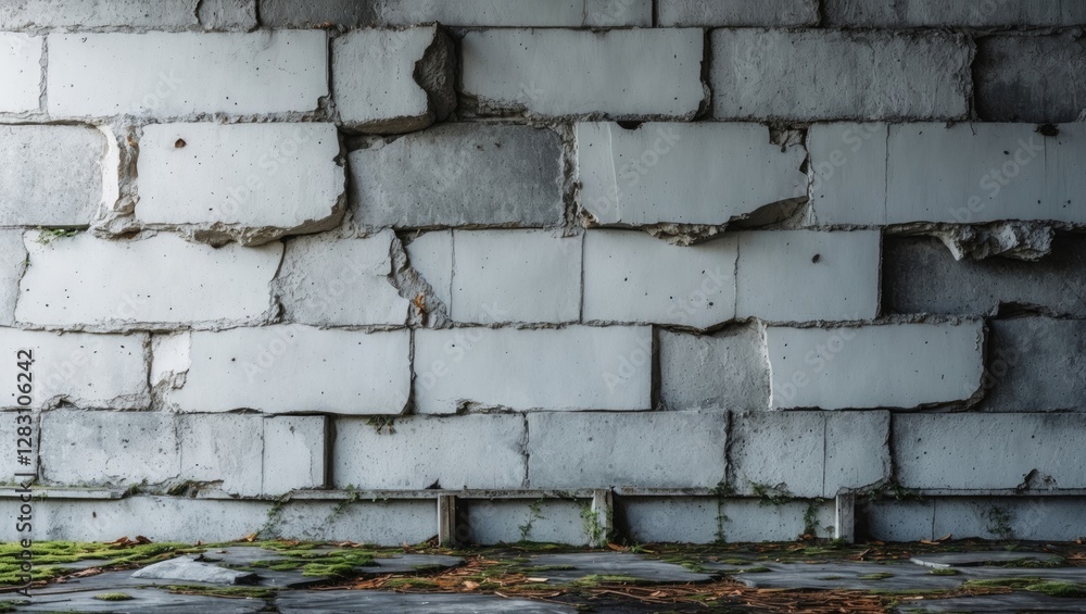 Aufkleber textured concrete wall with gray and white blocks showing cracks and weathered details suitable for 