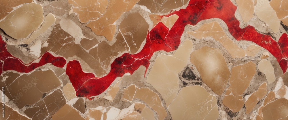 Poster textured natural stone surface with brown beige and red color fragments abstract pattern for interio