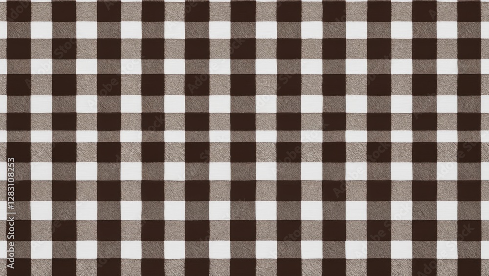 Poster brown and white checked pattern fabric texture ideal for backgrounds and textile design