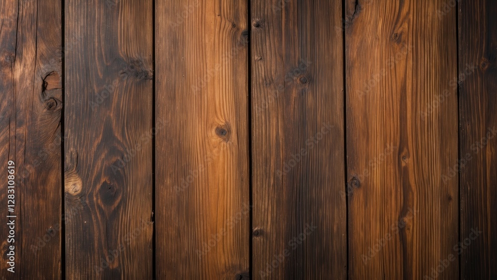 Poster wooden texture background with dark and light brown planks arranged vertically in a seamless pattern