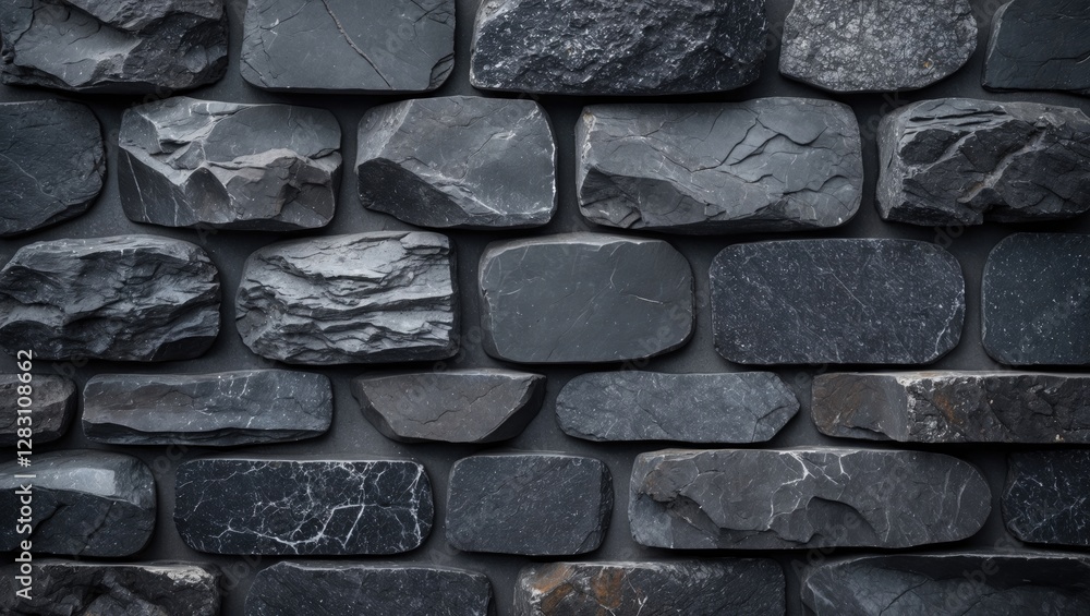 Poster textured dark stone wall close up showcasing natural rock patterns ideal for design and background u