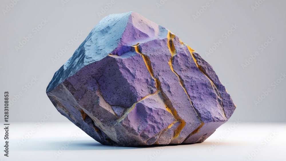 Poster realistic depiction of an abstract rock formation with textured surfaces and vibrant color variation