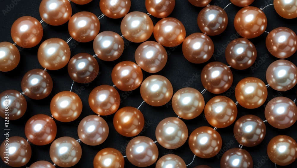 Aufkleber various colored decorative pearls arranged on a dark background creating a texture and pattern.