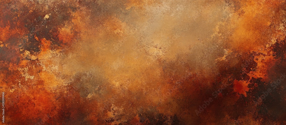 Poster rusty metal textured abstract background with warm orange and brown tones creating a visually striki