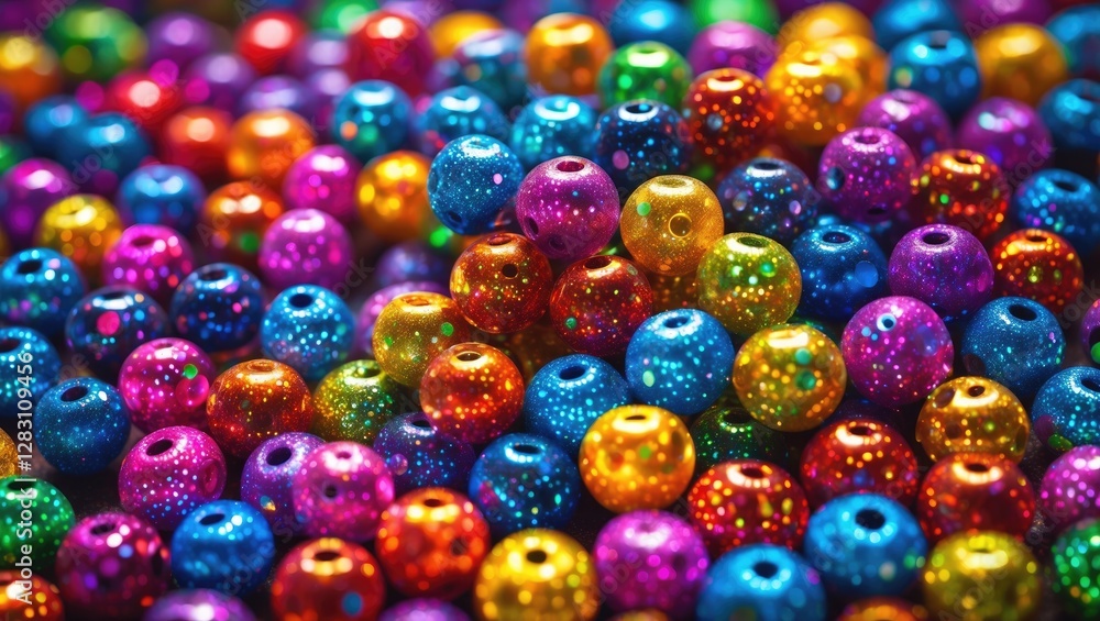 Poster vibrant assortment of sparkling colorful ironing beads creating a stunning texture and visual appeal