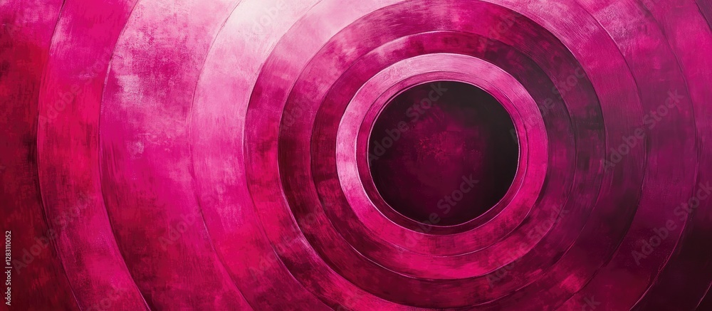 Aufkleber Vibrant concentric circles in varying shades of pink and magenta create a dynamic, abstract background with a central dark circle at the core.