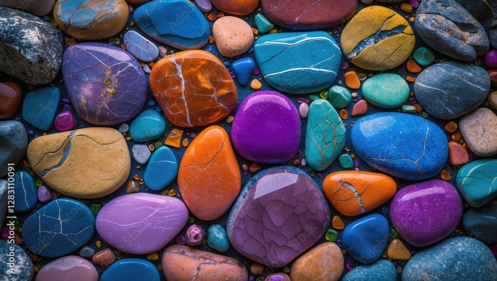 Poster vibrant multicolored stone background showcasing natural textures and patterns ideal for design, dec