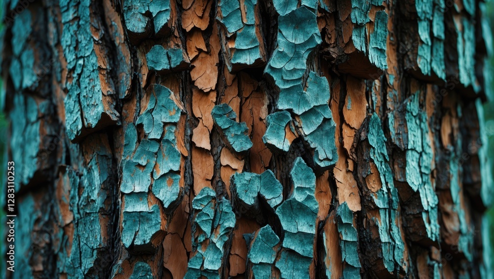 Poster textured bark of an old tree showcasing unique patterns and colors, ideal for nature backgrounds and