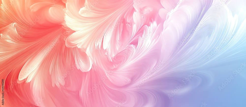 Leinwandbilder Pastel gradient background with soft swirls in pink, peach, and blue hues creating a smooth and elegant vector design for a modern backdrop