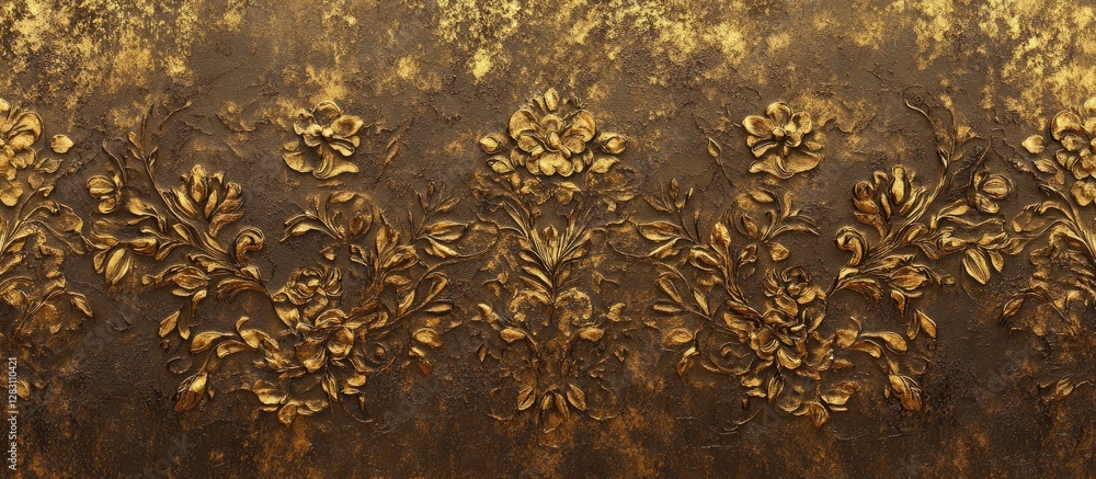 Fototapete textured backdrop featuring intricate floral patterns in rich shades of brown and gold adds elegance