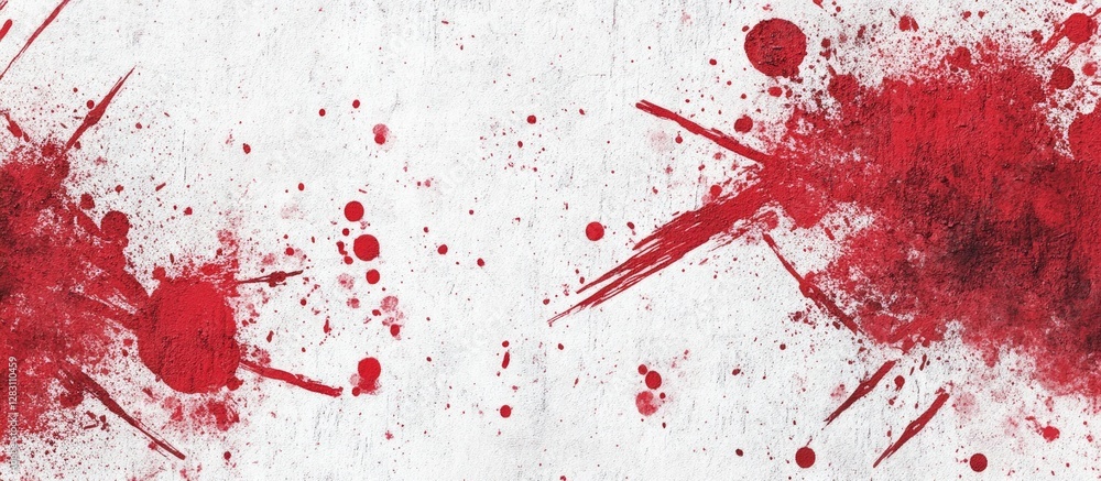 Leinwandbilder red and white grunge splatter texture with chaotic paint spots on a light background, perfect for ba