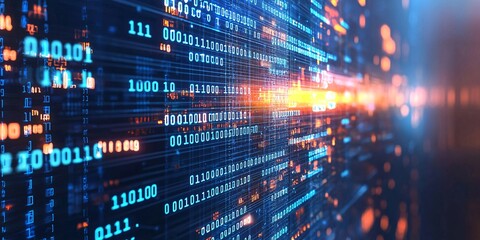 Naklejka premium digital data stream: a futuristic cybersecurity concept