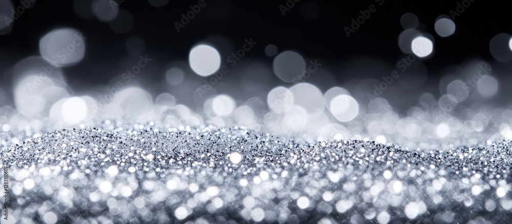 Fototapete abstract defocused white glitter texture on dark background with shimmering light spots creating a f
