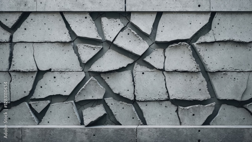 Poster textured concrete wall with various crack patterns showcasing aged and weathered surface for archite