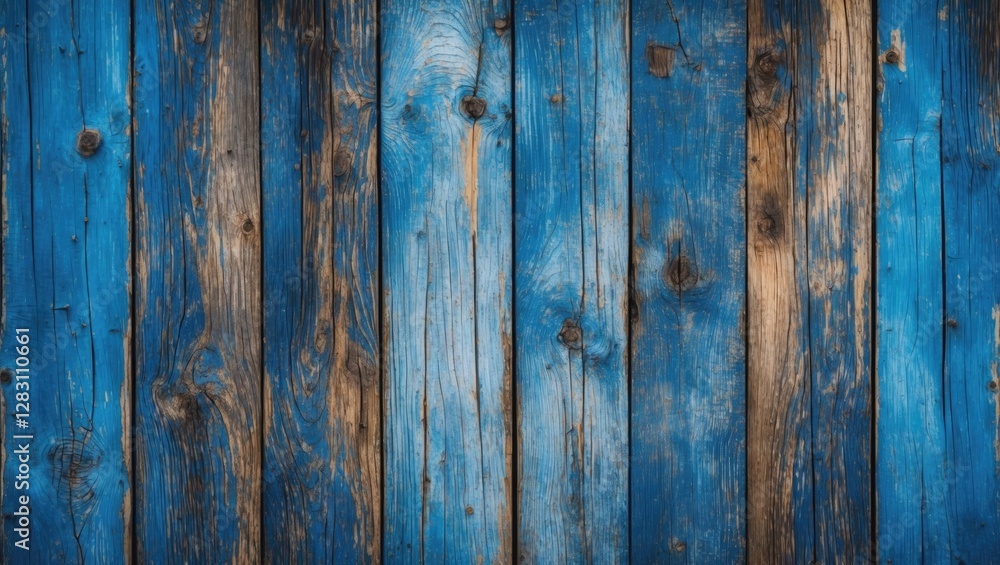 Poster weathered blue wooden planks background with natural textures and patterns suitable for various desi