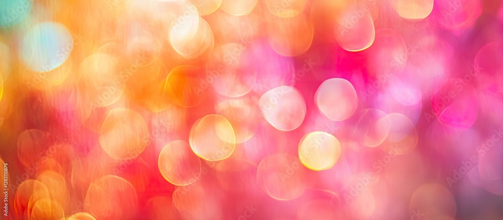 Aufkleber Vibrant abstract bokeh background in shades of orange pink and purple with soft light spots creating a dreamy modern art gallery atmosphere