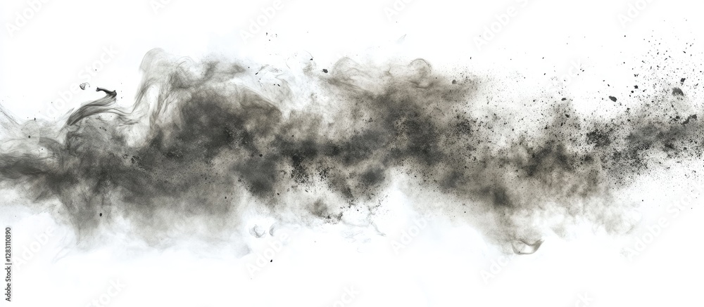 Aufkleber Gray abstract stain on white background creating a weathered impression with fluid shapes and smudged edges emphasizing unique texture and contrast.