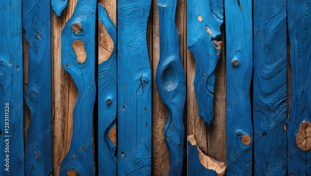 Aufkleber vibrant blue wooden texture background with unique patterns and rustic charm perfect for creative de