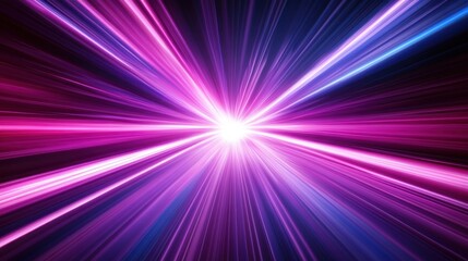 Obraz premium Abstract purple and blue light rays converging at a bright center.
