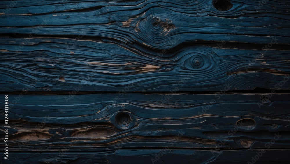 Poster dark blue weathered wooden planks with intricate textures and natural grain patterns suitable for ba