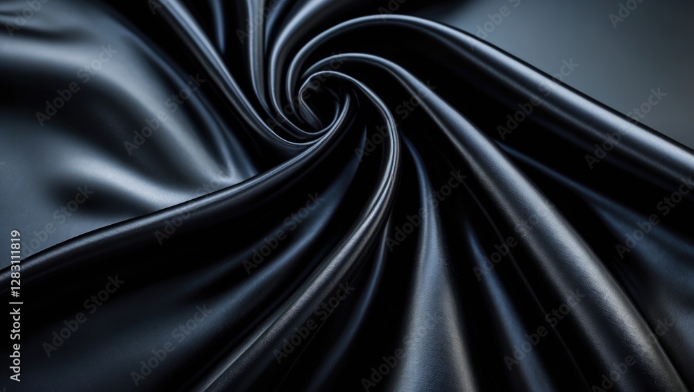 Poster black satin fabric texture with intricate folds and ripples on a smooth surface suitable for design 