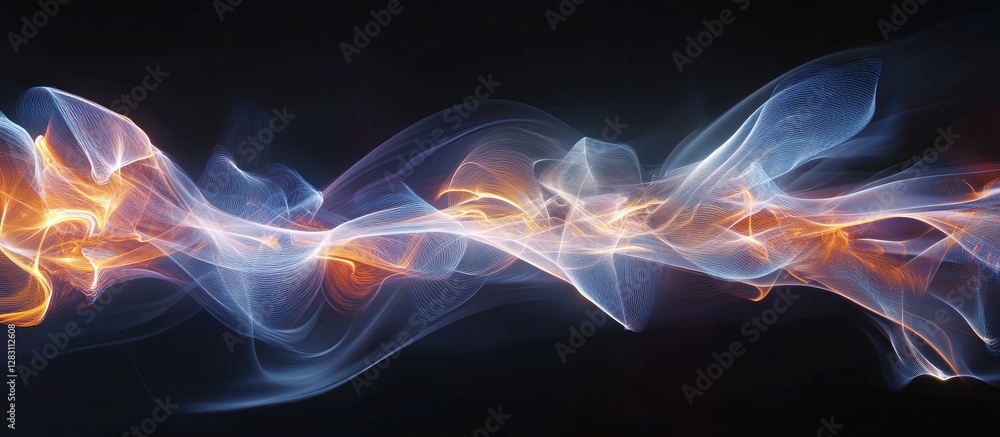 Leinwandbilder luminous swirling trails of blue and orange against a dark background, capturing dynamic movement an