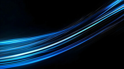Naklejka premium Abstract Blue Digital Light Wave Flowing Across Black Background Displaying Data and Energy