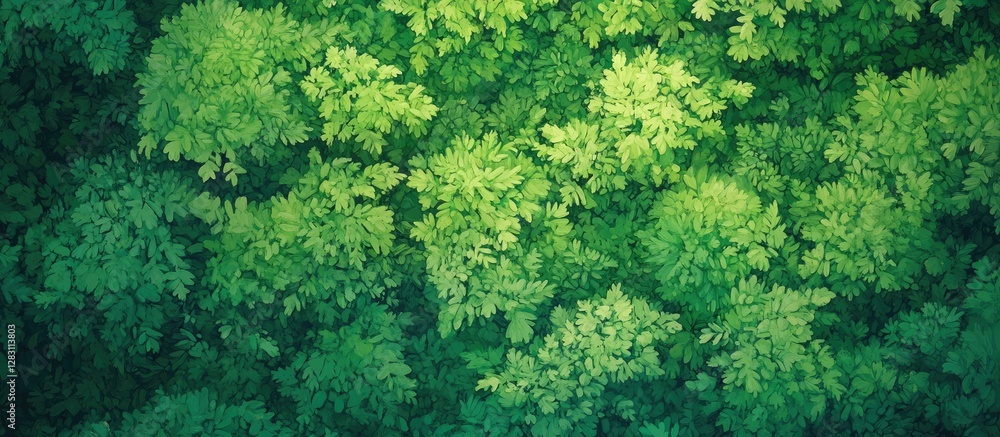 Poster lush green treetops densely packed viewed from above showcasing the vibrant texture of rainforest fo