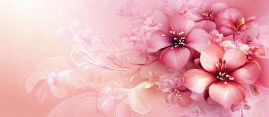 Floral birthday card design featuring soft pink hues and a blank message space surrounded by delicate blooms ideal for personalized greetings