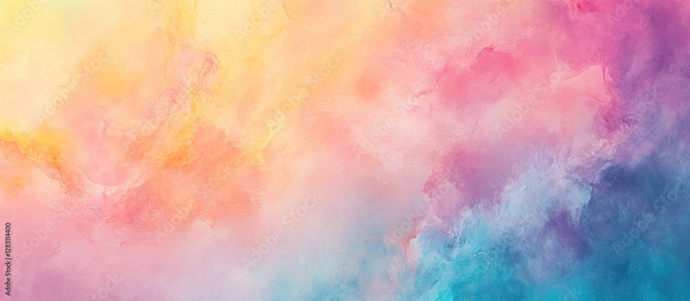Fototapete gradient abstract background with pastel colors blending from pink to yellow and blue in a soft clou