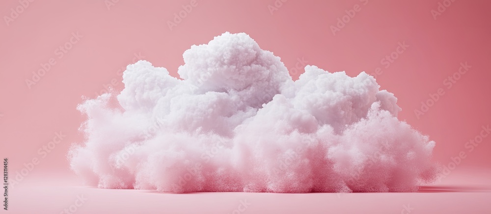 Aufkleber lifelike cloud form in white and soft pink against a smooth pink backdrop conveying a sweet upliftin